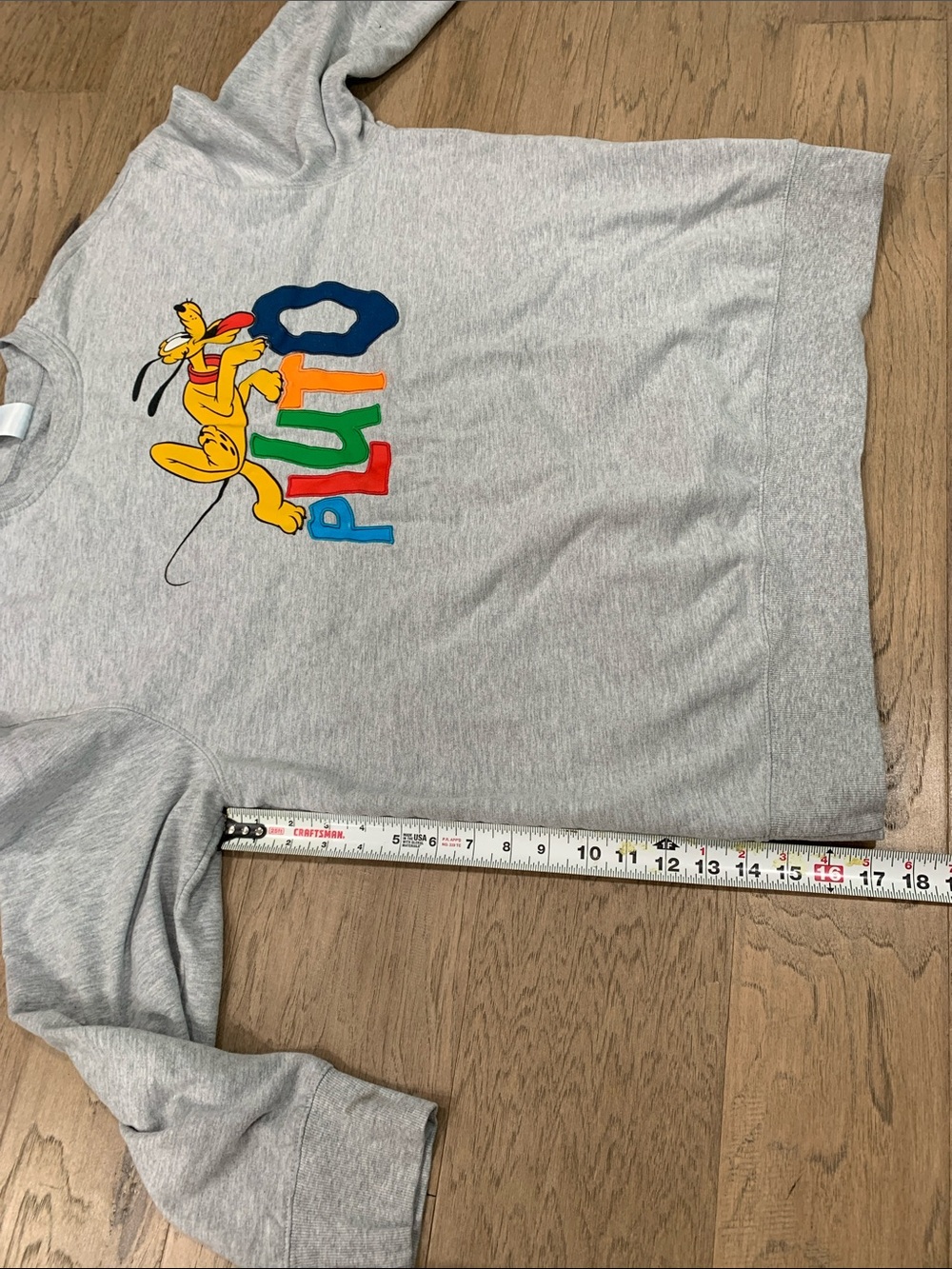 Disney Gray Crewneck Sweatshirt with Colorful Pluto Graphic Size XL - Picture 10 of 14